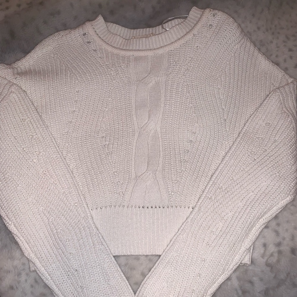 long sleeve white sweater